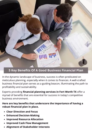 5 Key Benefits Of A Good Business Financial Plan