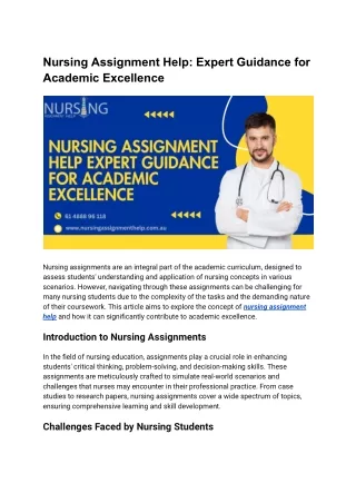 Nursing Assignment Help_ Expert Guidance for Academic Excellence