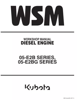 Kubota D1005-E2BG Diesel Engine Service Repair Manual