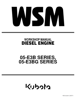 KUBOTA D1005-E3B DIESEL ENGINE Service Repair Manual