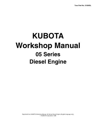 KUBOTA D1105-T-B (E) DIESEL ENGINE Service Repair Manual