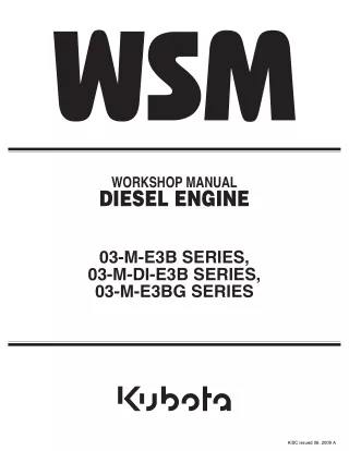 Kubota D1503-M DIESEL ENGINE Service Repair Manual