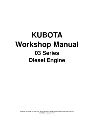 KUBOTA D1703-B(E) DIESEL ENGINE Service Repair Manual