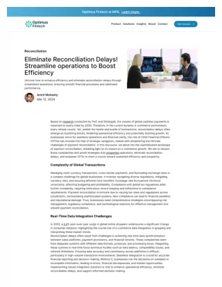 Elimination Reconciliation Delays - Optimus Fintech