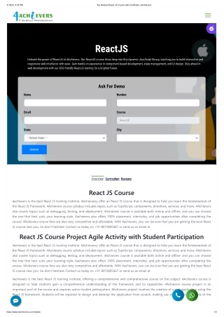 Start with the best React JS Course - 4 Achievers