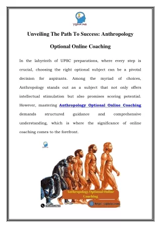 Unlocking Anthropology Brilliance: Yojna IAS Online Coaching