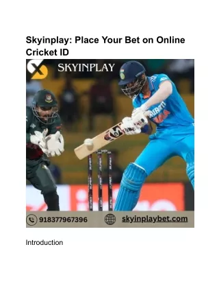 Skyinplay: Place Your Bet on Online Cricket ID