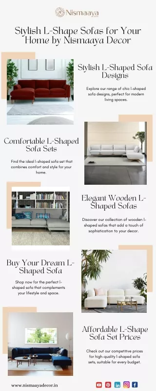 Stylish L-Shape Sofas for Your Home by Nismaaya Decor