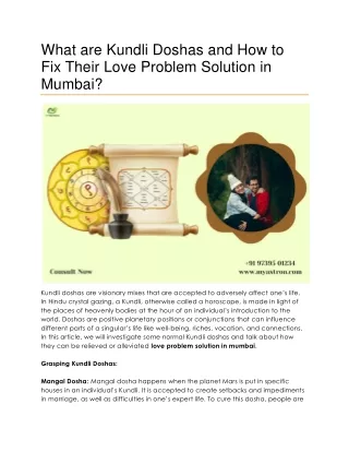 What are Kundli Doshas and How to Fix Their Love Problem Solution in Mumbai