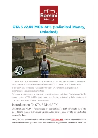 GTA 5 v2.00 MOD APK (Unlimited Money, Unlocked)