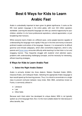 Best 6 Ways for Kids to Learn Arabic Fast