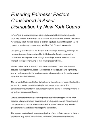 New York Divorce Laws Assets