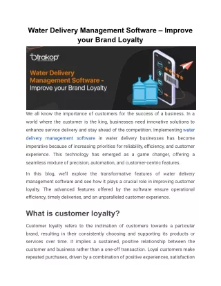 Water Delivery Management Software – Improve your Brand Loyalty