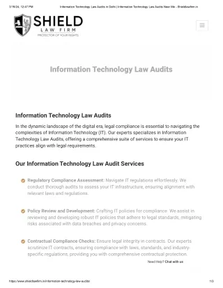 Information Technology Law Audits in Delhi | Shield Law Firm