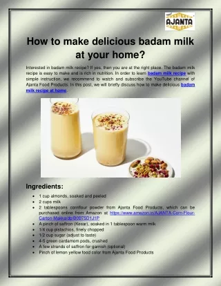 Badam milk recipe