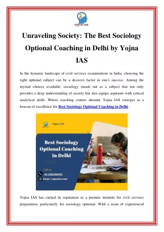 Explore Societal Dynamics: Top Sociology Optional Coaching by Yojna IAS in Delhi