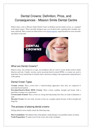 Dental Crowns Definition, Price, and Consequences