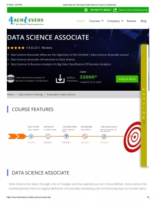 Join the Data Science Associate course - 4achievers