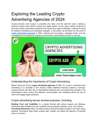 Exploring the Leading Crypto Advertising Agencies of 2024