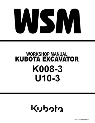 KUBOTA K008-3 MICRO EXCAVATOR Service Repair Manual