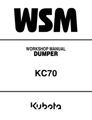 KUBOTA KC70 DUMPER Service Repair Manual