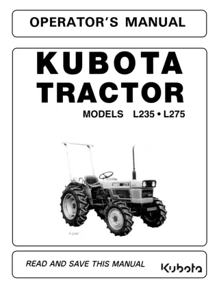 Kubota L235 Tractor Operator manual