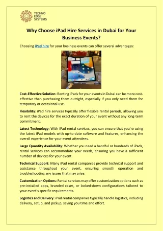 Why Choose iPad Hire Services in Dubai for Your Business Events?