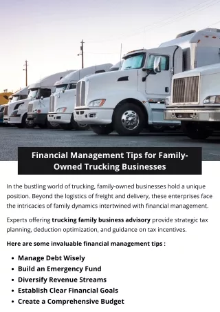 Financial Management Tips for Family-Owned Trucking Businesses