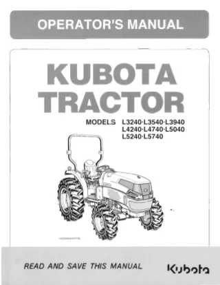 Kubota L3240 Tractor Operator manual