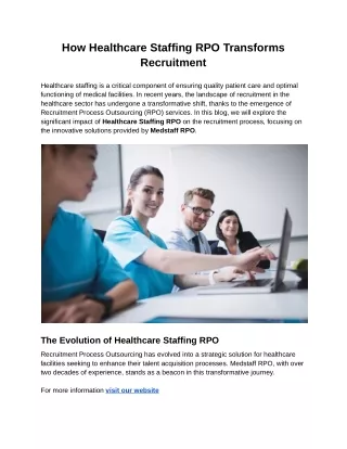 How Healthcare Staffing RPO Transforms Recruitment