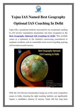 Mastering Geography: The Ultimate IAS Coaching Experience with Yojna IAS in Delh