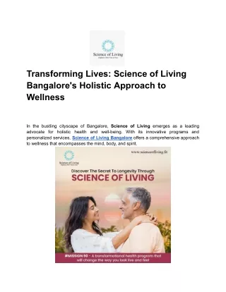 Transforming Lives_ Science of Living Bangalore's Holistic Approach to Wellness