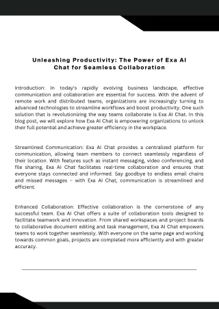 Unlocking Potential: Harnessing the Power of Exa AI Chat for Enhanced Productivi