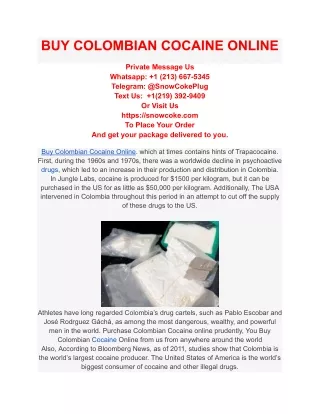 BUY COLOMBIAN COCAINE ONLINE