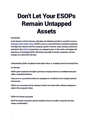 Unlock the Value of Your ESOPs with Planify