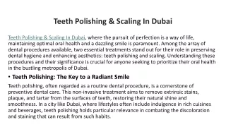 Teeth Polishing & Scaling In Dubai