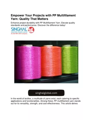 Empower Your Projects with PP Multifilament Yarn