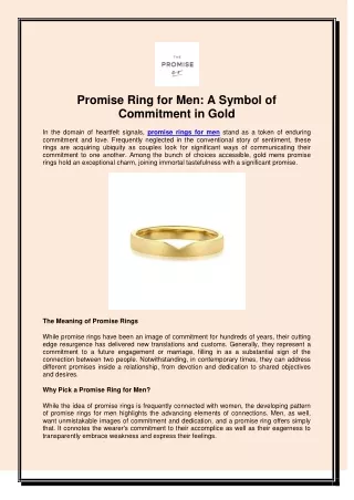 Promise Ring for Men A Symbol of Commitment in Gold