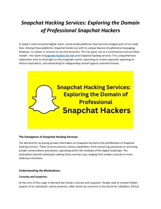 Snapchat Hacking Services Exploring the Domain of Professional Snapchat Hackers