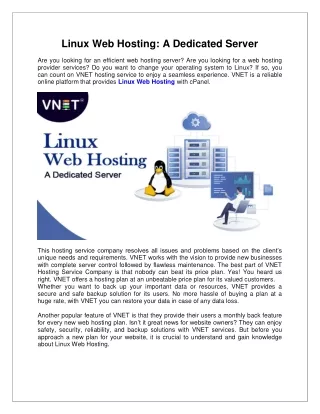 Linux Web Hosting A Dedicated Server