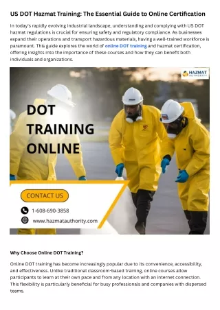 US DOT Hazmat Training The Essential Guide to Online Certification