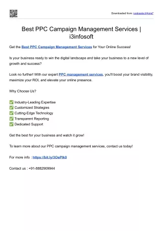 Best PPC Campaign Management Services - i3infosoft