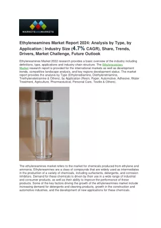 Unlocking the Potential of Ethyleneamines: Market Analysis