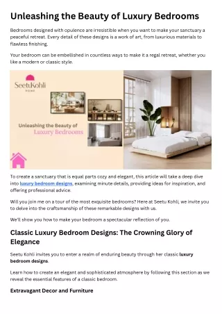 Unleashing the Beauty of Luxury Bedrooms