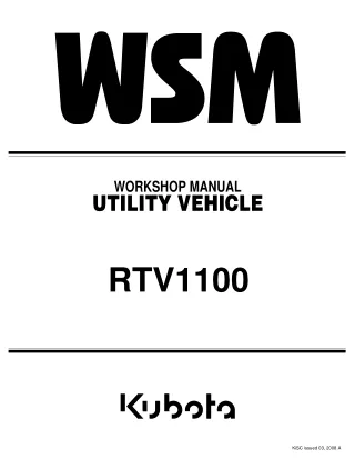 KUBOTA RTV1100 UTILITY VEHICLE UTV Service Repair Manual