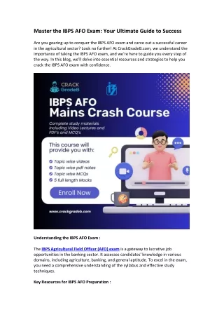 Master the IBPS AFO Exam Your Ultimate Guide to Success