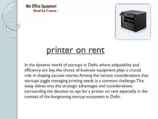 The Strategic Choice of Printer on Rent in Delhi NCR