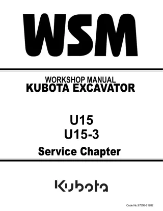 KUBOTA U15 MICRO EXCAVATOR Service Repair Manual