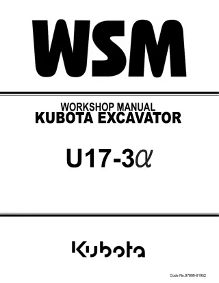 KUBOTA U17-3Α MICRO EXCAVATOR Service Repair Manual