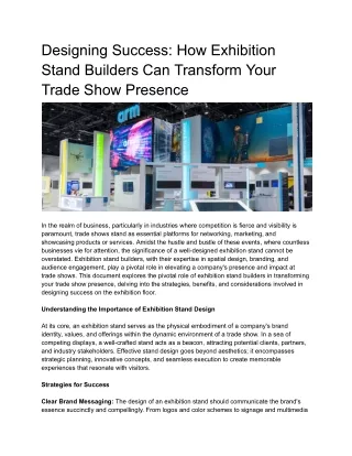 How Exhibition Stand Builders Can Transform Your Trade Show Presence